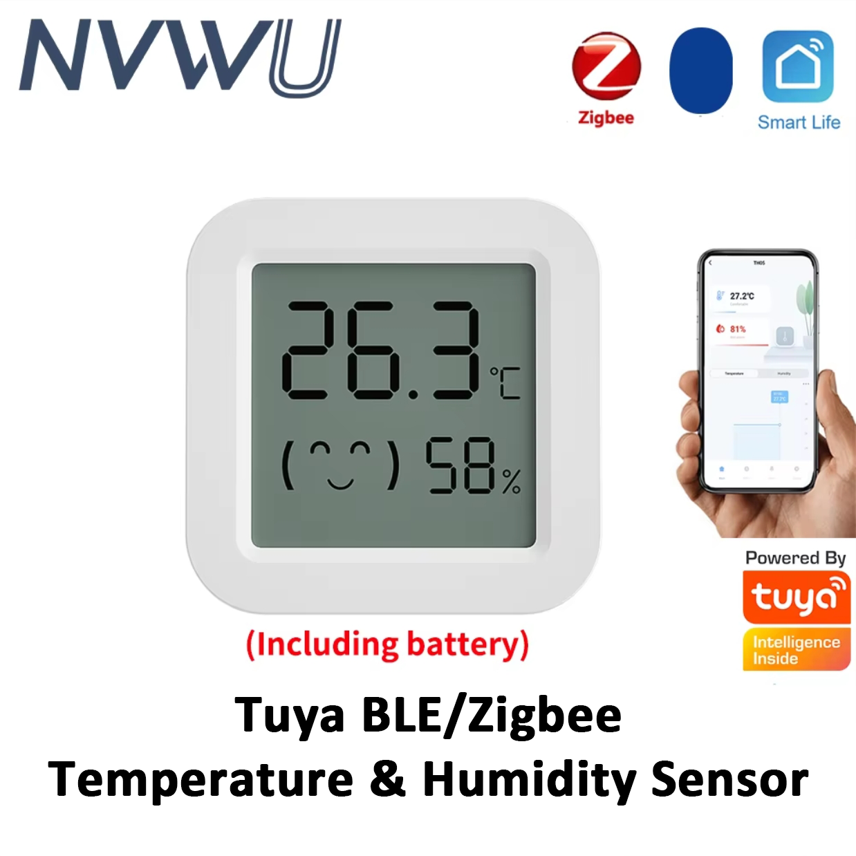 Digital Hygrometer Probe - Zigbee Tuya Sensor kelembaban suhu, kulkas